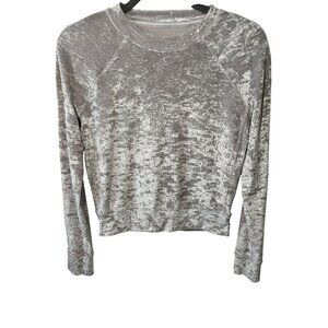 Lululemon Womens Warm Down Crew Crushed Velvet Chrome Classic Sweat Shirt Size 4